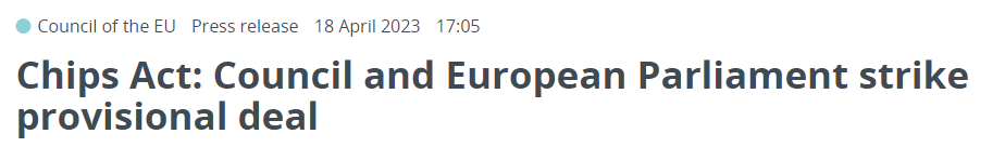 歐盟敲定《芯片法案》臨時(shí)協(xié)議 430億歐元有望投向半導(dǎo)體領(lǐng)域(圖1) 歐盟敲定《芯片法案》臨時(shí)協(xié)議 430億歐元有望投向半導(dǎo)體領(lǐng)域(圖1)